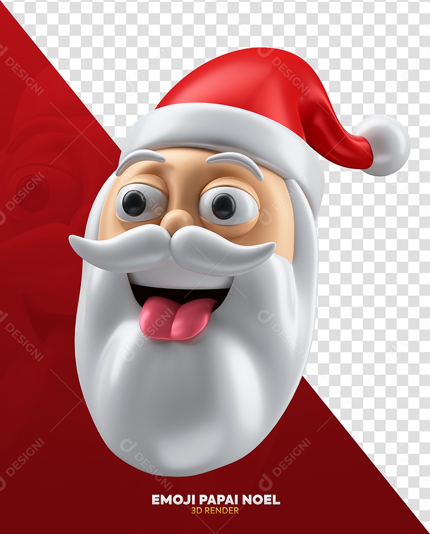 Papai Noel Sorrindo com Língua à Mostra Elemento 3D para Composição PSD