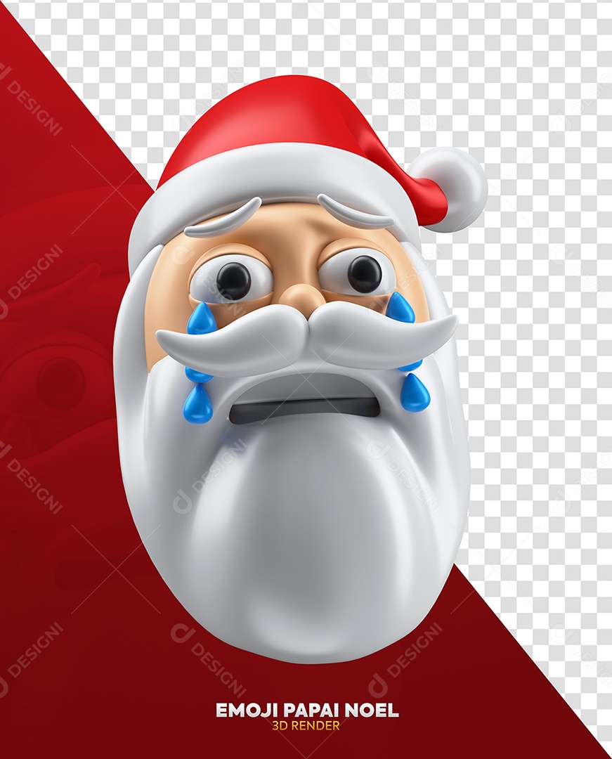 Papai Noel Chorando Elemento 3D para Composição PSD