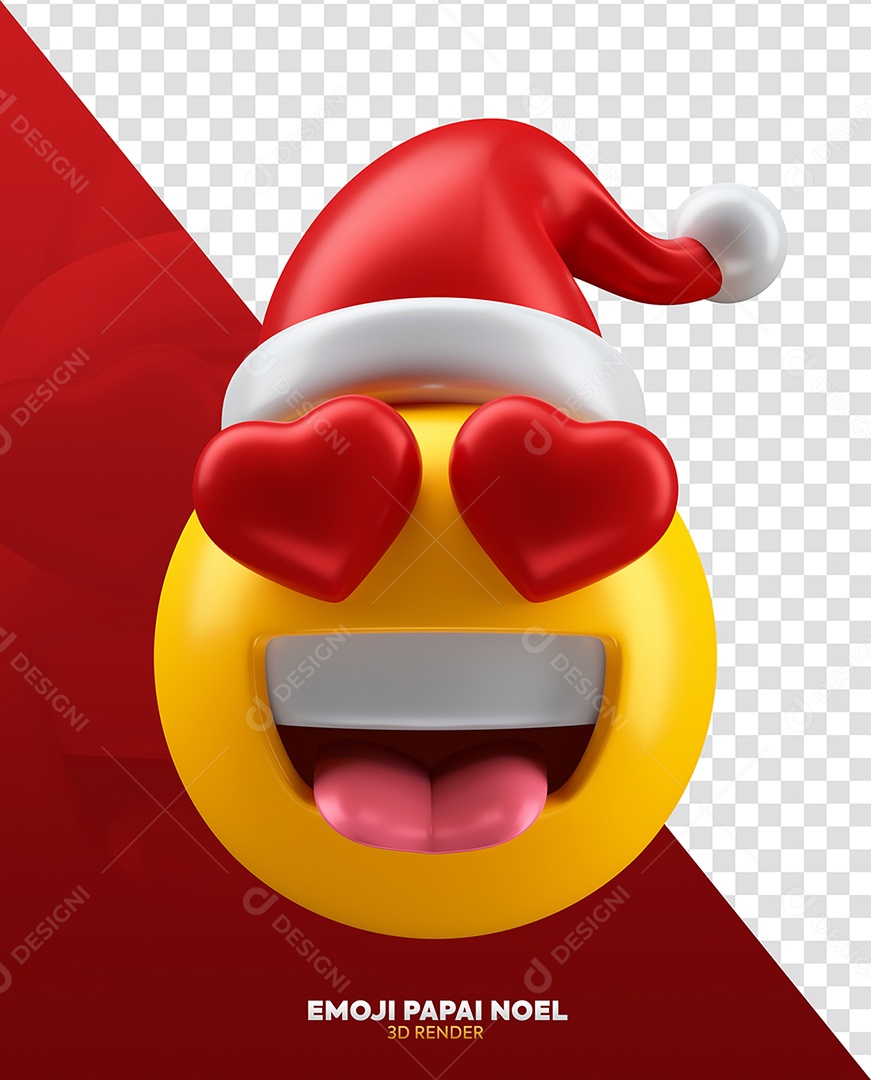 Emoji com Olhos de Coração e Gorro Elemento 3D para Composição PSD