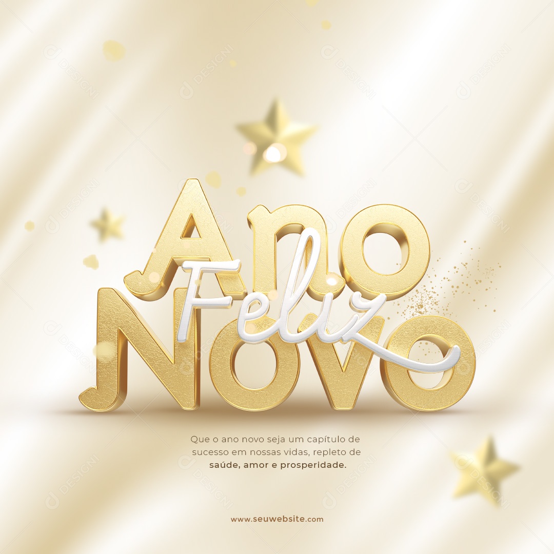 Social Media Saúde Amor e Prosperidade Feliz Ano Novo PSD Editável