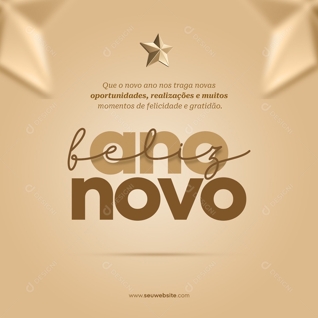 Social Media Feliz Ano Novo Felicidade e Gratidão PSD Editável