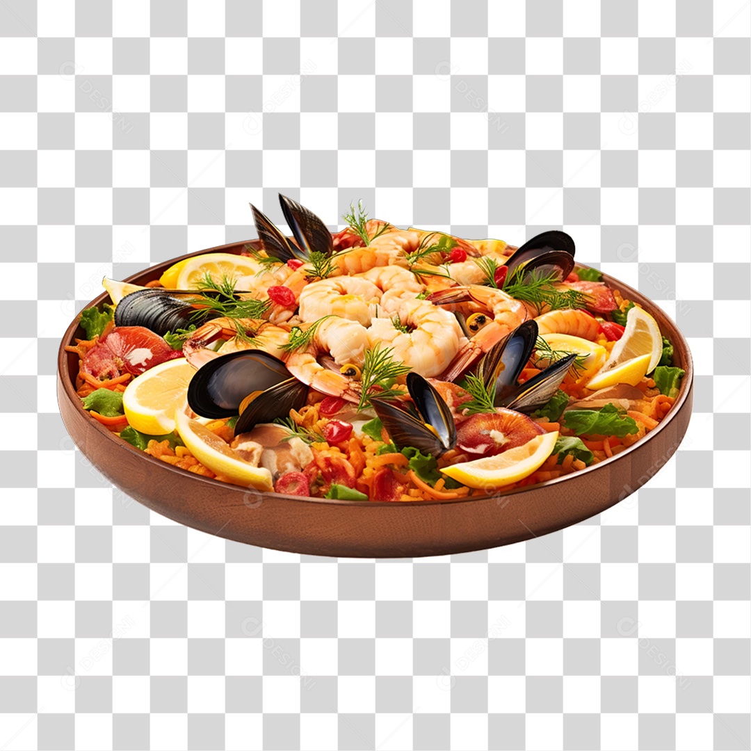 Paella de Frutos do Mar PNG Transparente