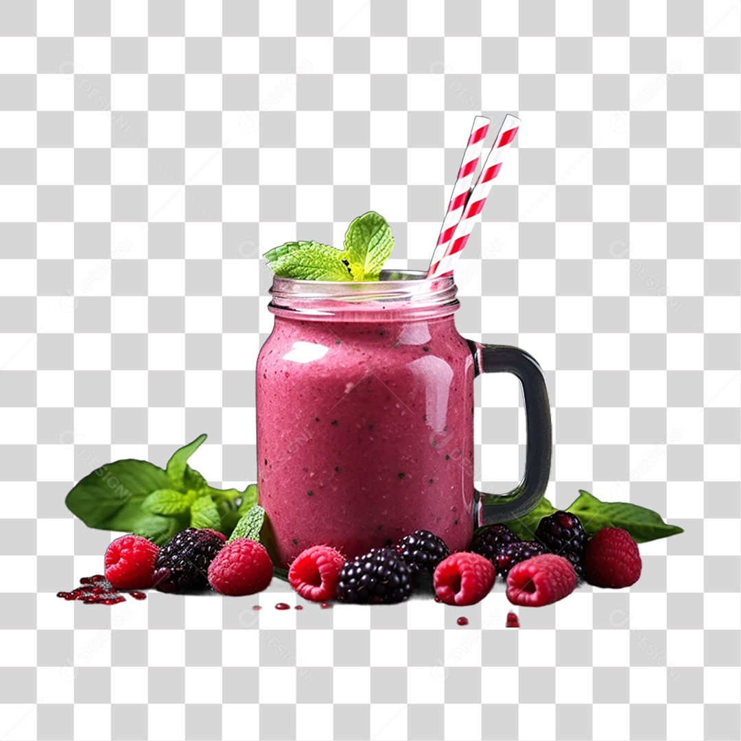 Copo com Vitaminas de Frutas PNG Transparente