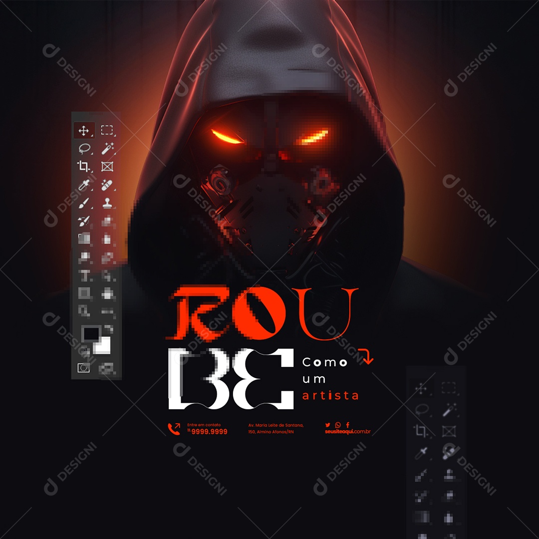 Marketing Digital Roube Como um Artista Social Media PSD Editável