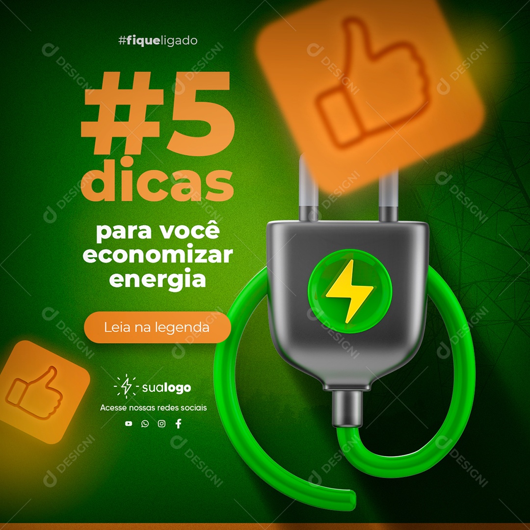 Energia Solar 5 Dicas Para Você Economizar Energia Leia na Legenda Social Media PSD Editável