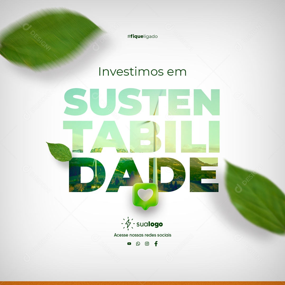 Energia Solar Investimos em Sustentabilidade Social Media PSD Editável