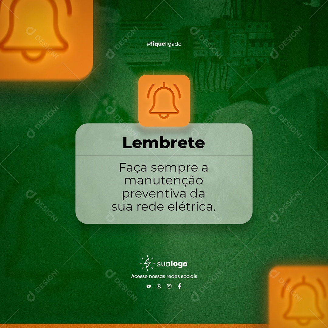 Energia Solar Lembrete Faça Sempre a Manutenção Preventiva da Sua Rede Elétrica Social Media PSD Editável
