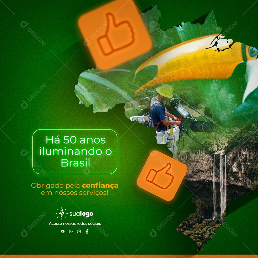Energia Solar Há 50 Anos Iluminando o Brasil Social Media PSD Editável