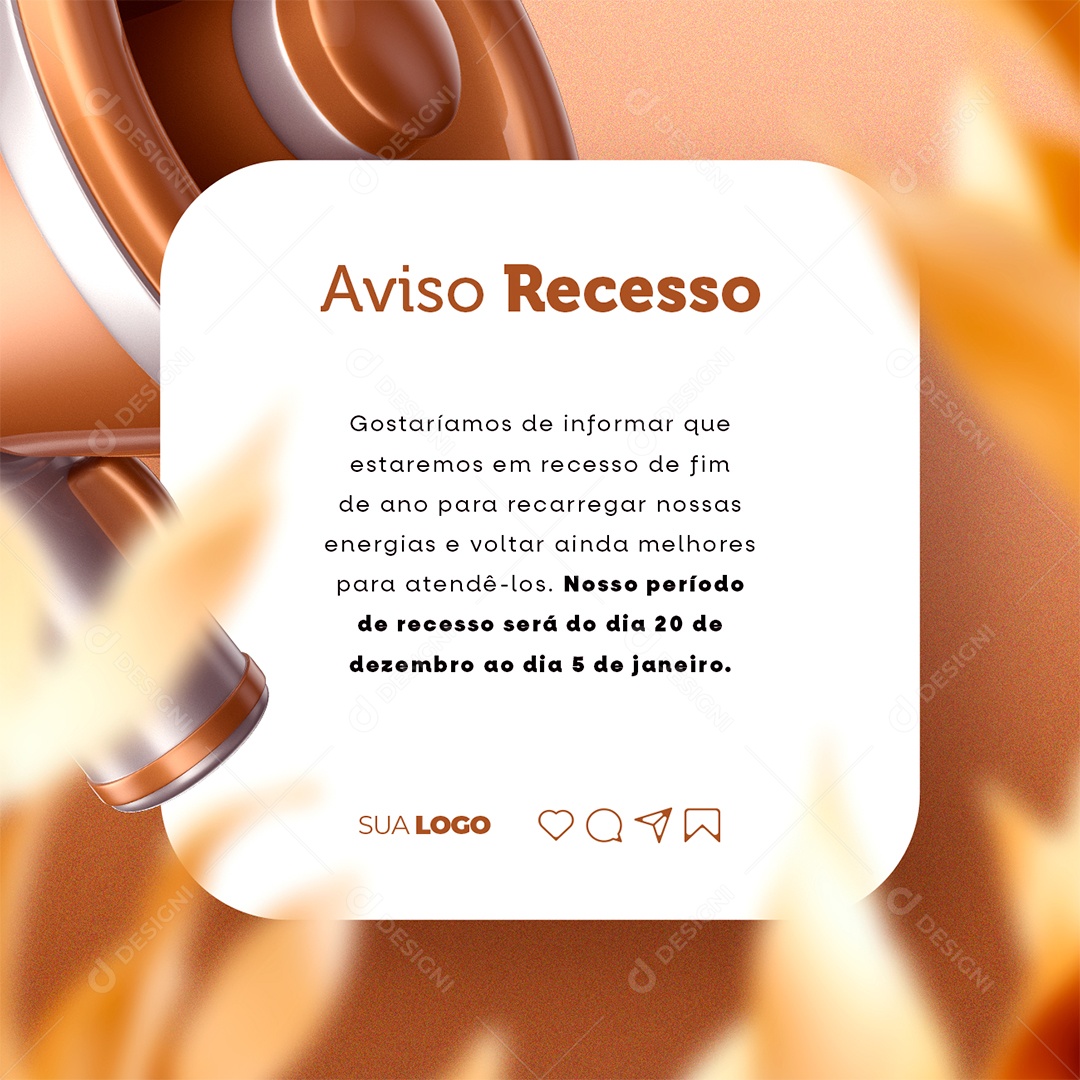Aviso Recesso Recesso de Fim de Ano Lojas Social Media PSD Editável