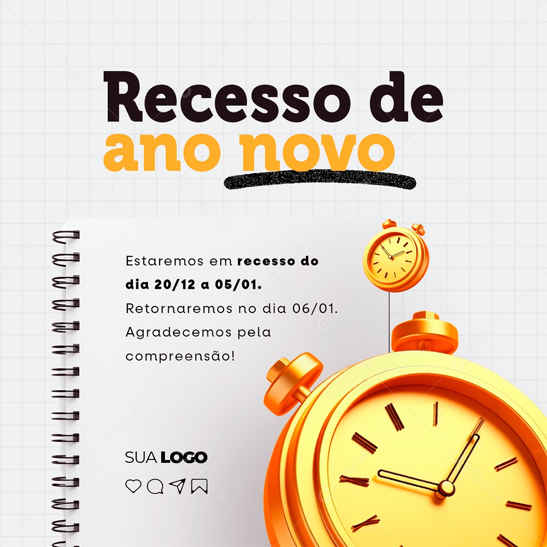 Recesso de Ano Novo Lojas Empresas Comércio Social Media PSD Editável