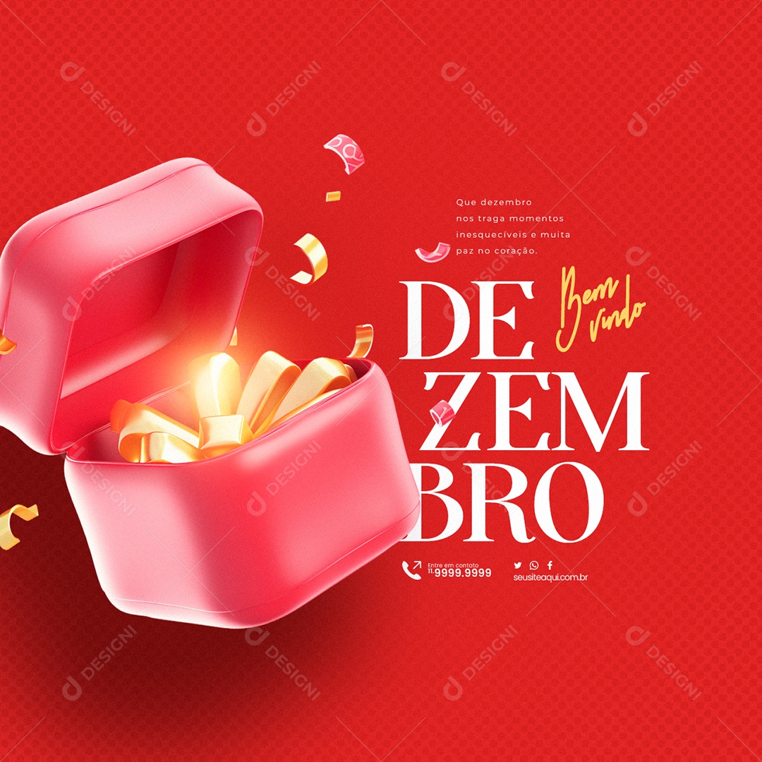 Social Media Bem Vindo Dezembro nos Traga Momentos Inesquecíveis e Muita Paz no Coração PSD Editável