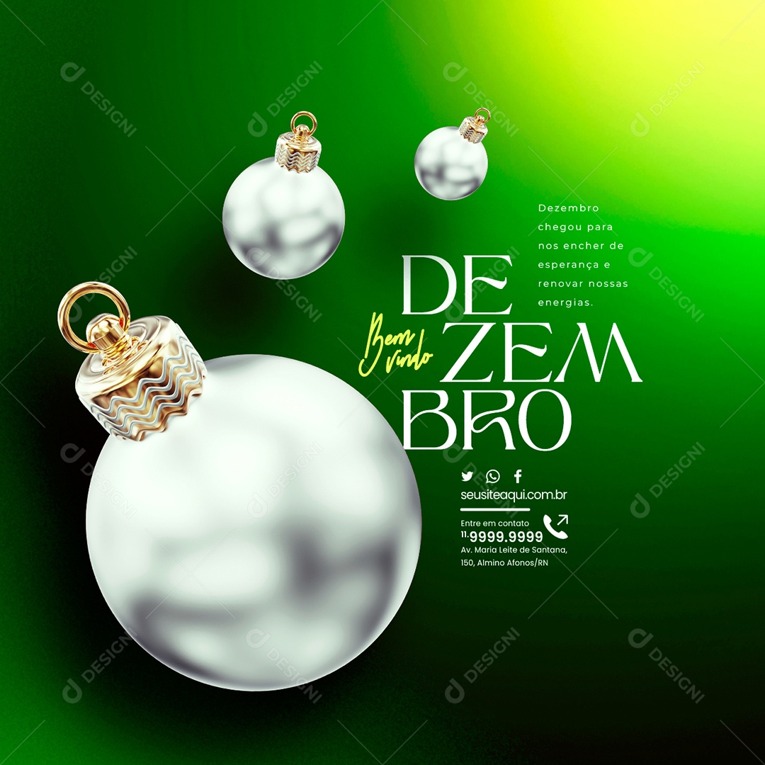 Bem Vindo Dezembro Chegou para nos Encher de Esperança e Renovar nossas Energias Social Media PSD Editável