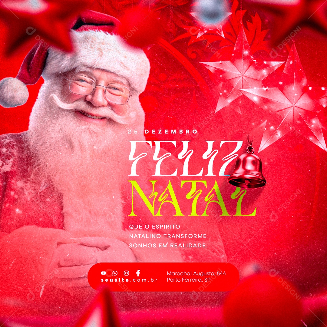Feliz Natal 25 de Dezembro Que o Espírito Natalino Transforme Sonhos em Realidade Social Media PSD Editável