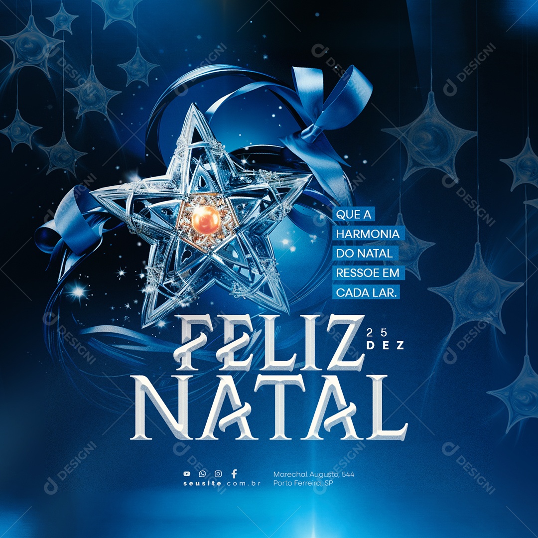 Feliz Natal Que a Harmonia do Natal Ressoe em Cada Lar Social Media PSD Editável