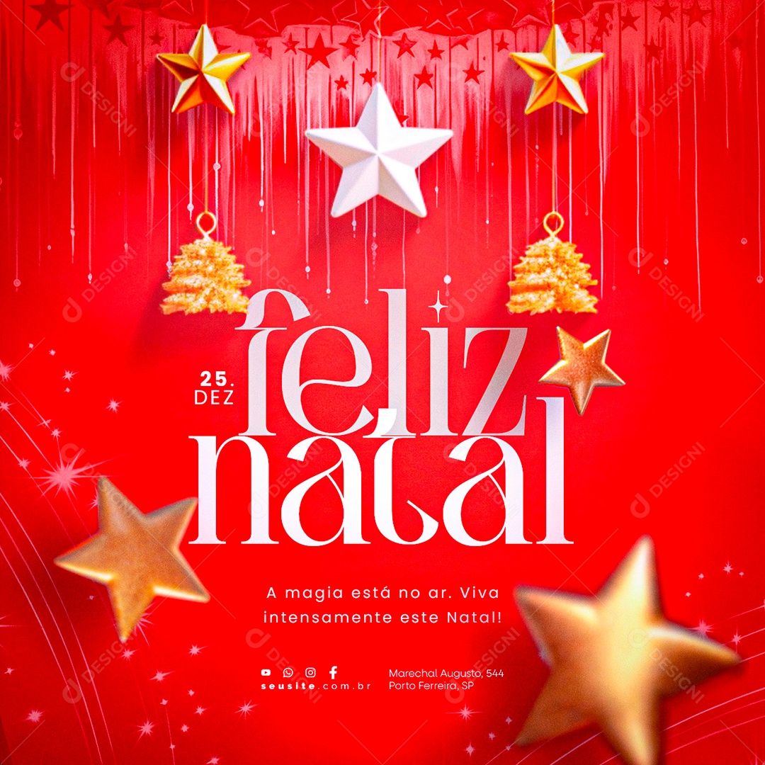 Feliz Natal A Magia Está no Ar Viva Intensamente Este Natal Social Media PSD Editável