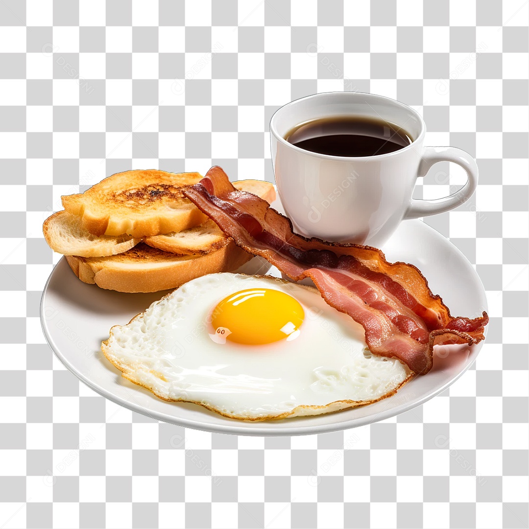 Ovo Frito com Bacon PNG Transparente