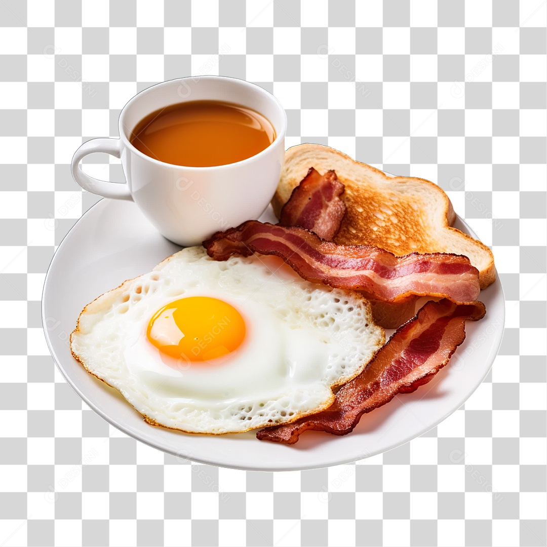 Ovo Frito com Bacon PNG Transparente