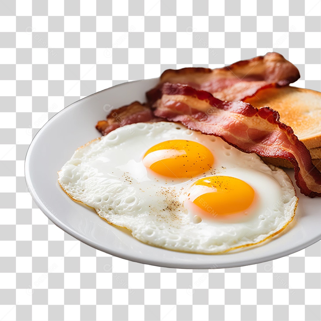 Ovo Frito com Bacon PNG Transparente