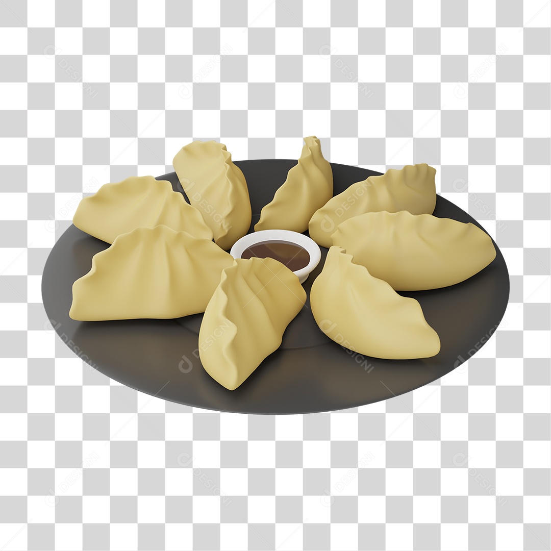 Elemento 3D Prato de Salgados com Molho NG Transparente