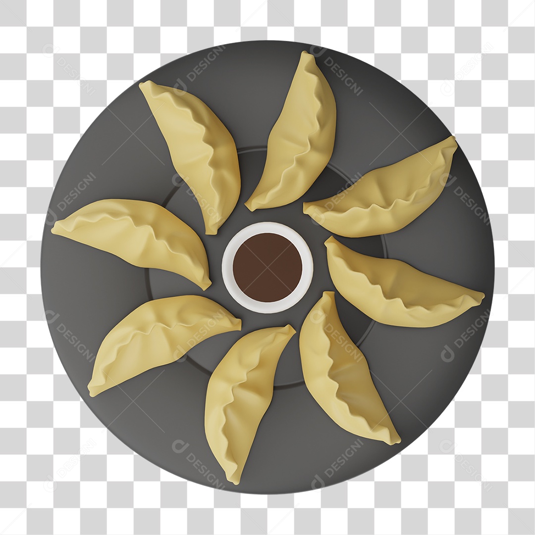 Prato de Pasteis com Molho PNG Transparente