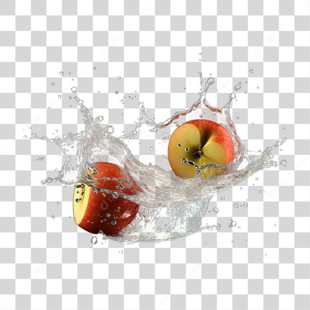 Maçãs em Splash de Água PNG Transparente