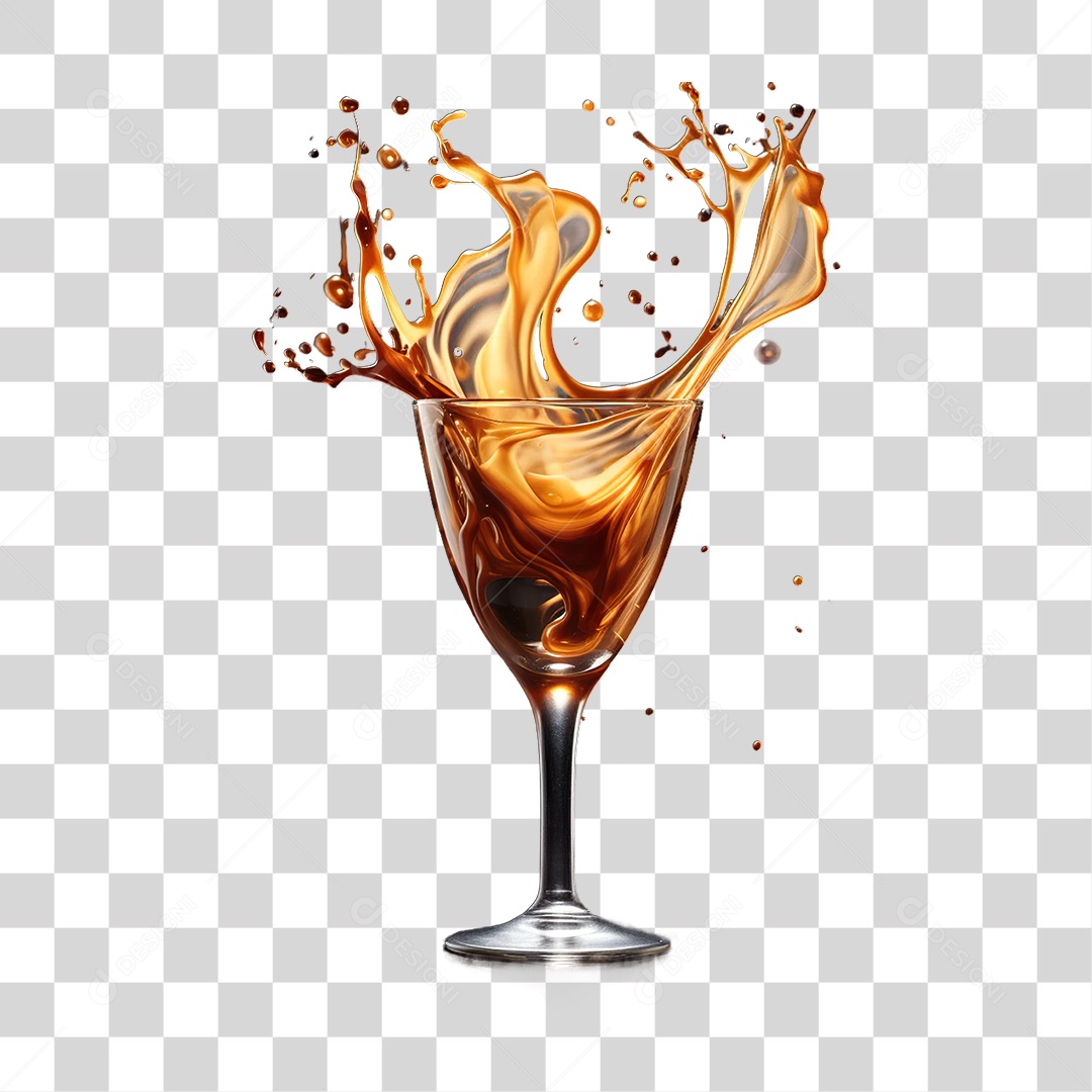 Taça com Bebida Derramando PNG Transparente