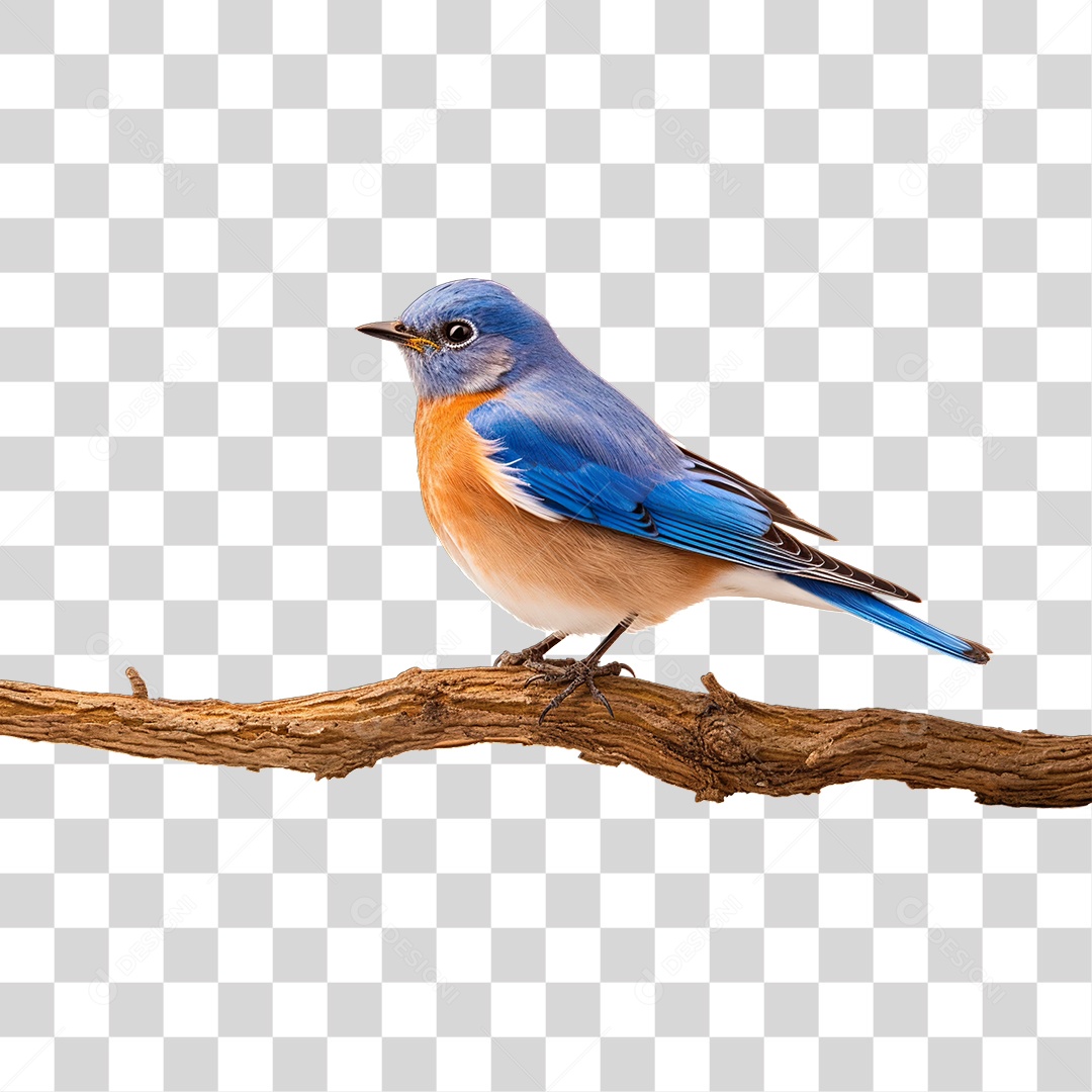 Galho de Árvore com Pássaro Azul PNG Transparente