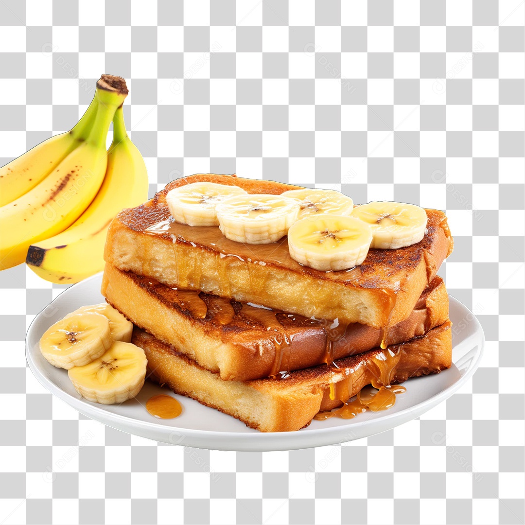 Lanche Sanduíches com Fatia de Bananas PNG Transparente