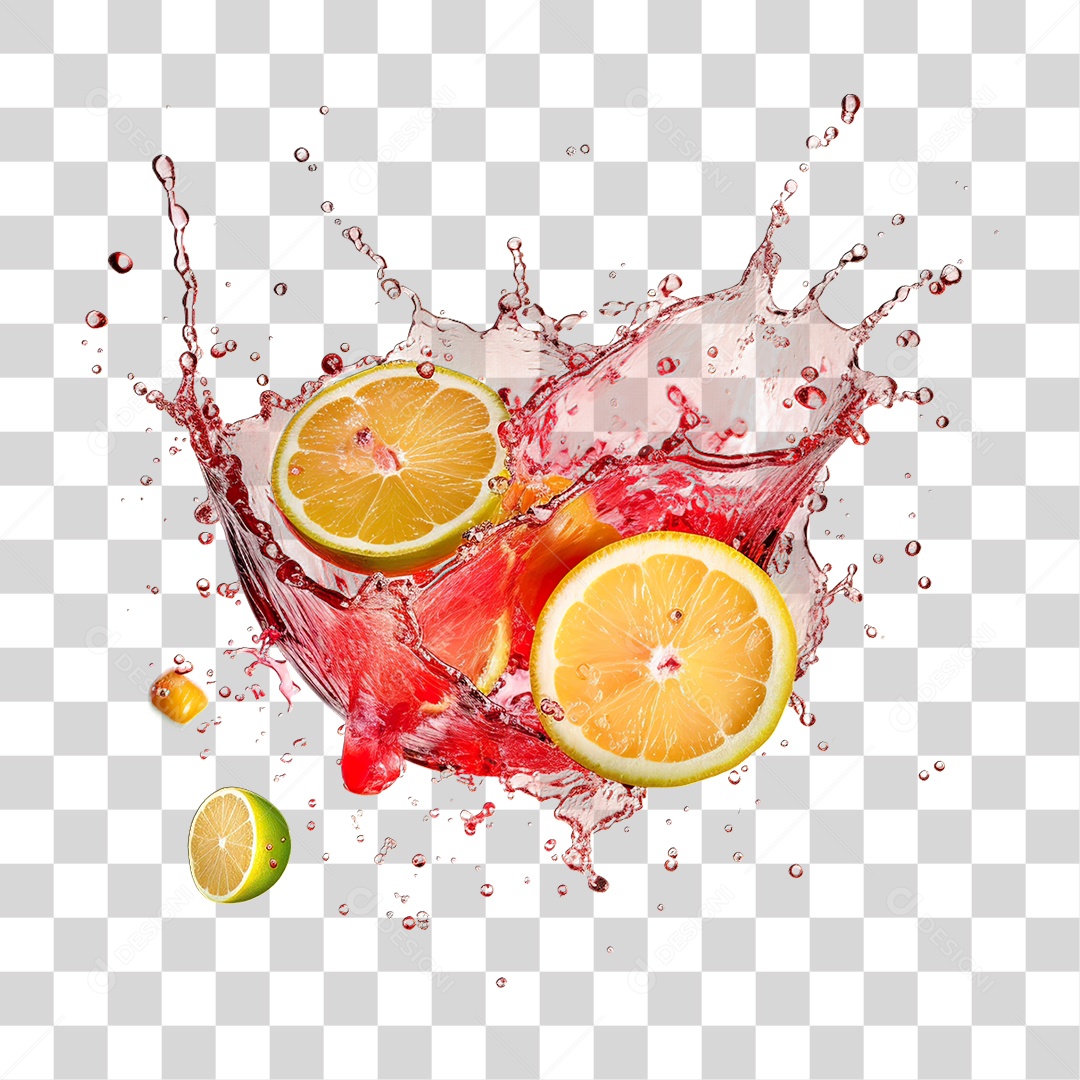 Fatias de Laranjas em Splash de Água PNG Transparente