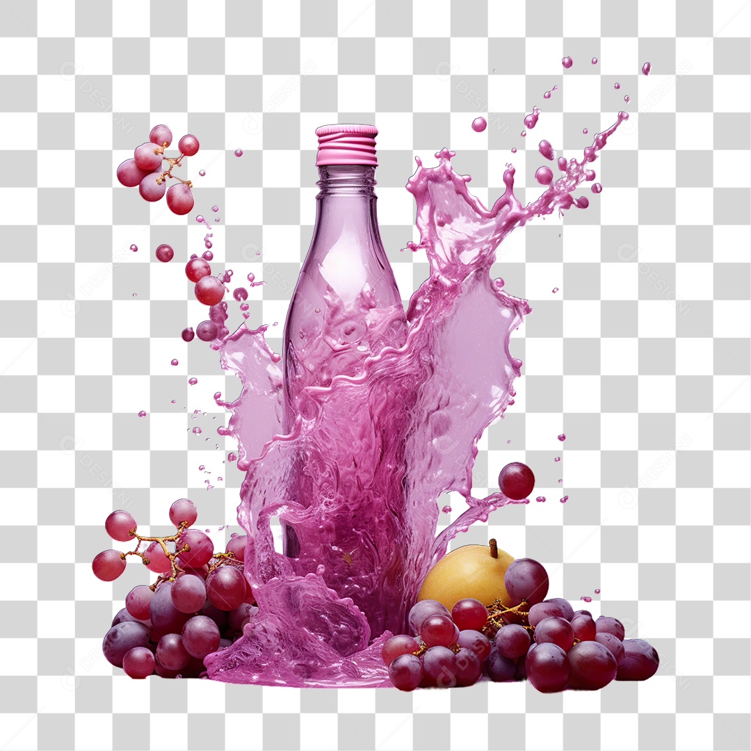 Uvas em Splahs de Água PNG Transparente