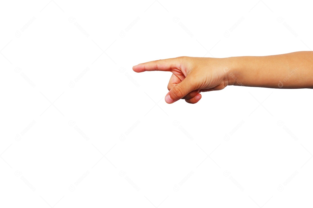 Mãos de menino asiático fazendo gestos em fundo branco