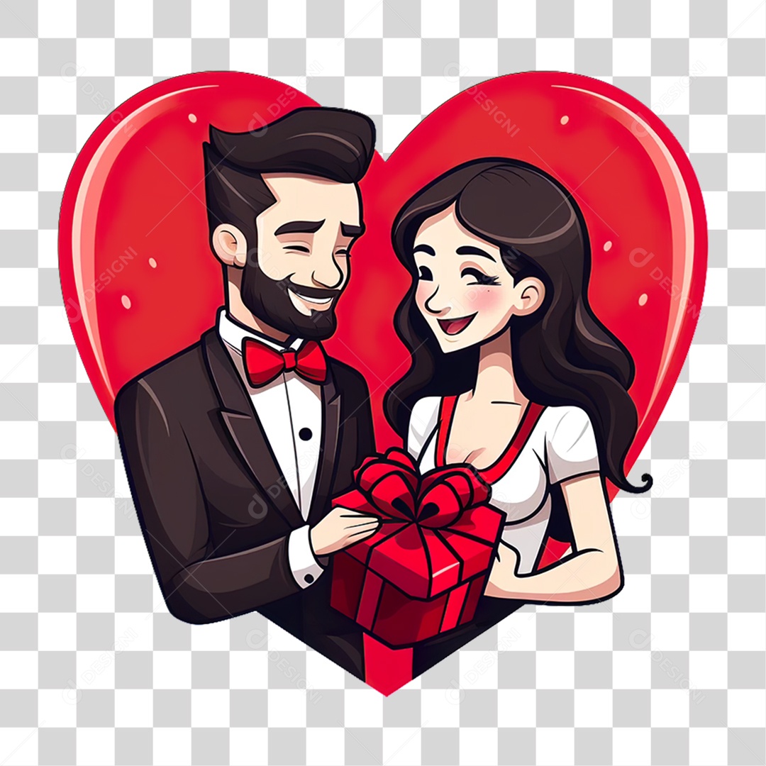 Coração com Casal Dentro PNG Transparente