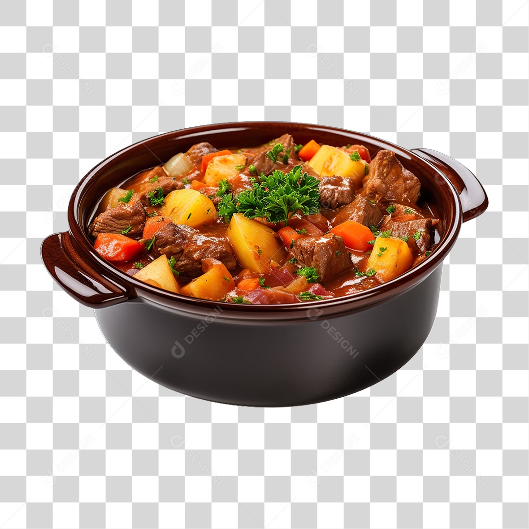 Ensopado de Carne com Saladas PNG Transparente