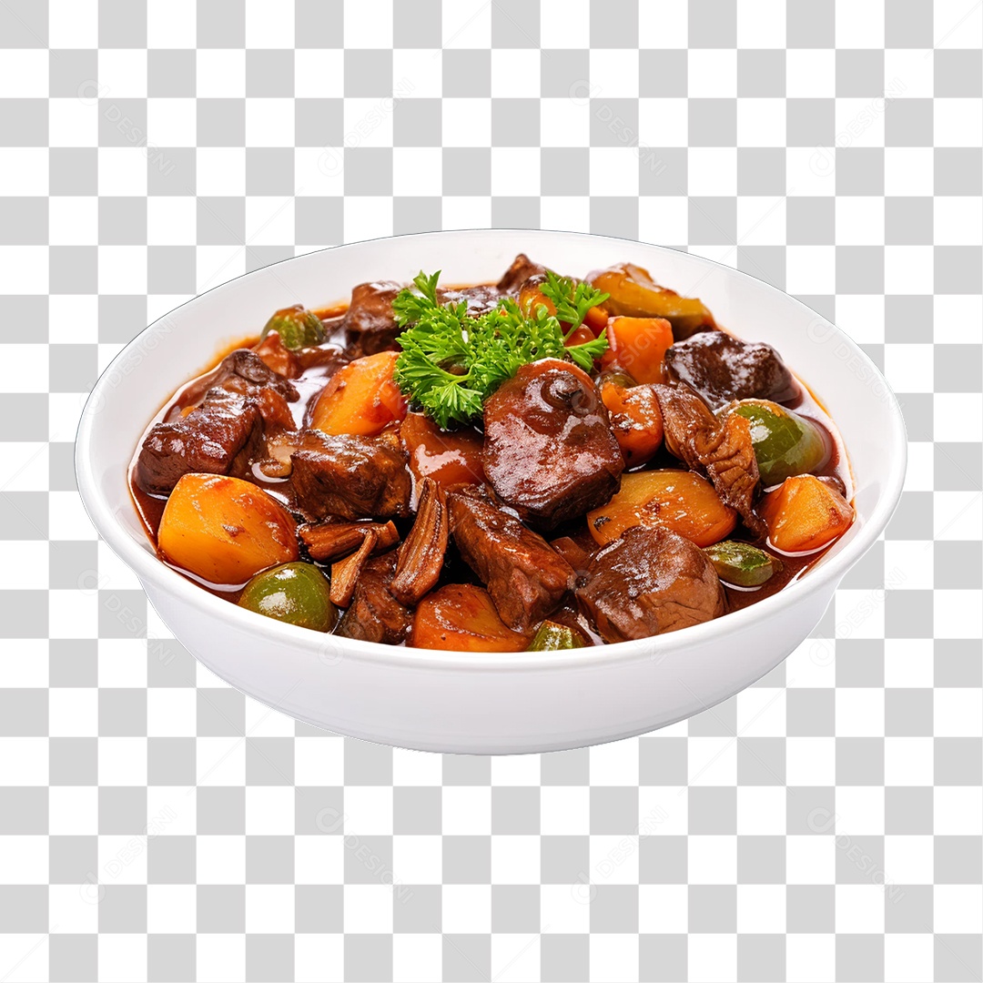 Ensopado de Carne com Saladas PNG Transparente