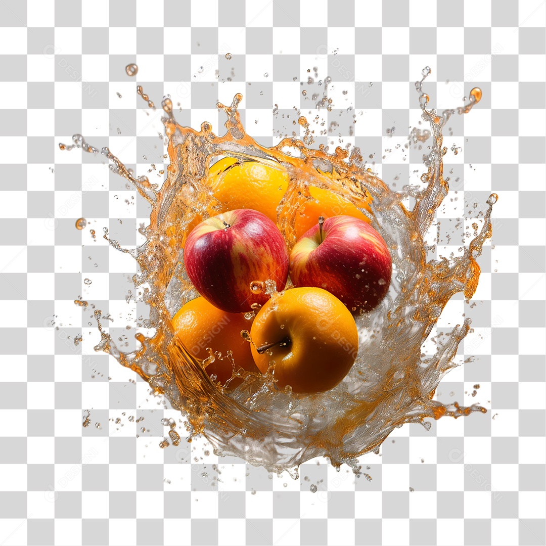 Maçãs em Splash de Água PNG Transparente