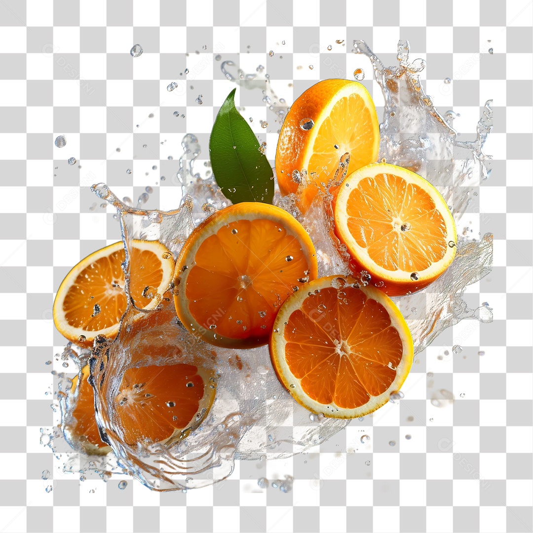 Laranjas em Splash de Água PNG Transparente