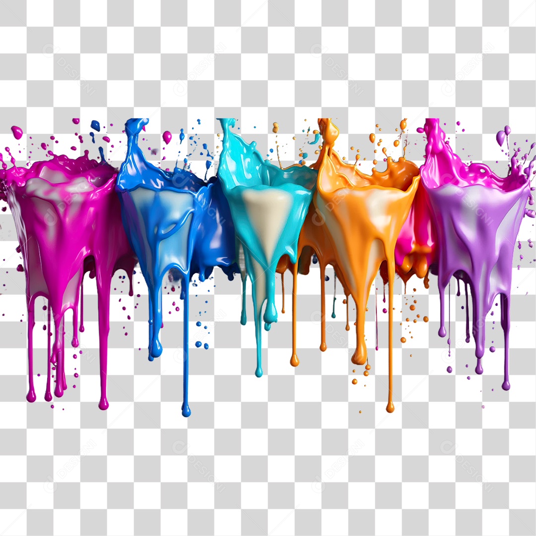 Splash de Tintas Coloridas PNG Transparente