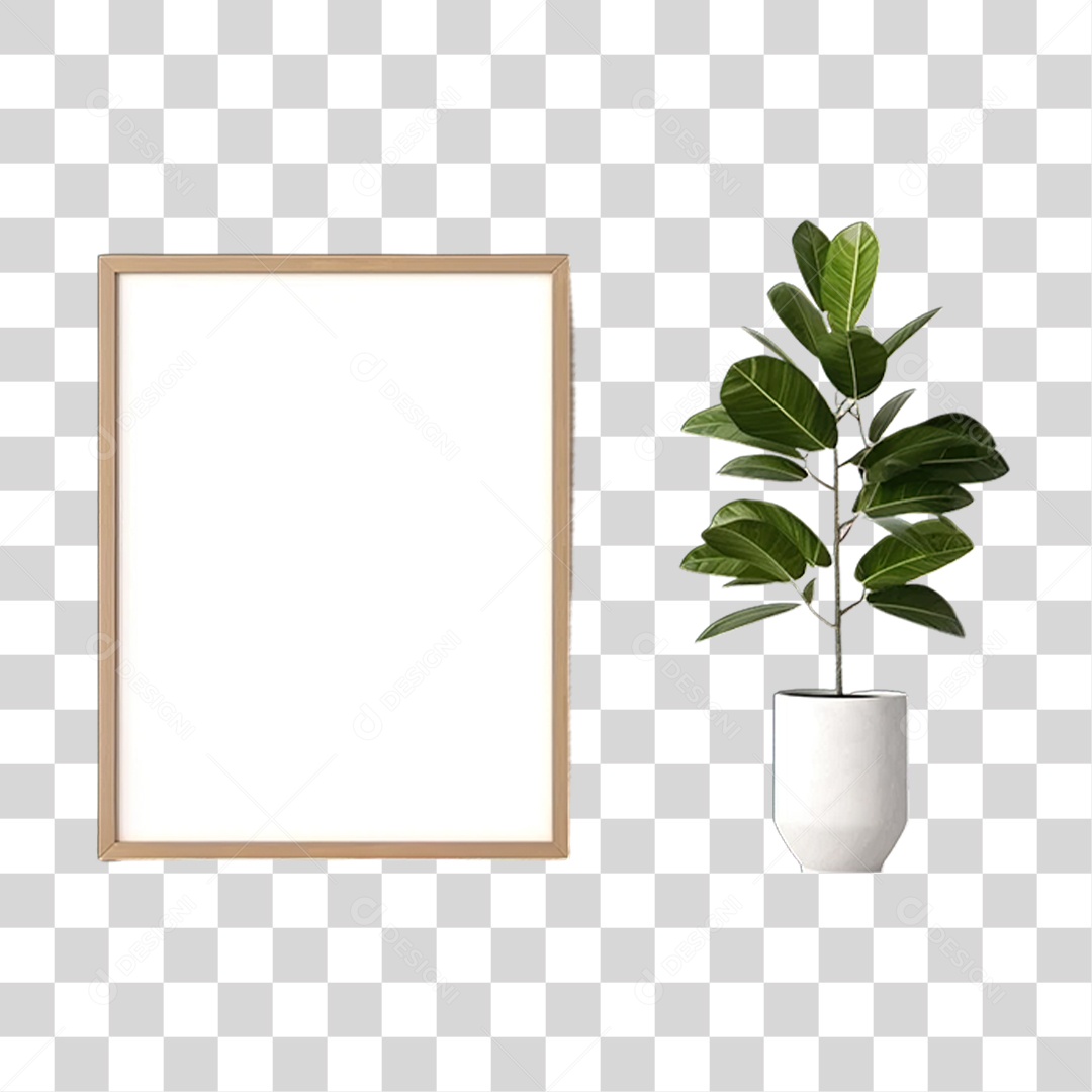 Móvel Planta e Quadro PNG Transparente
