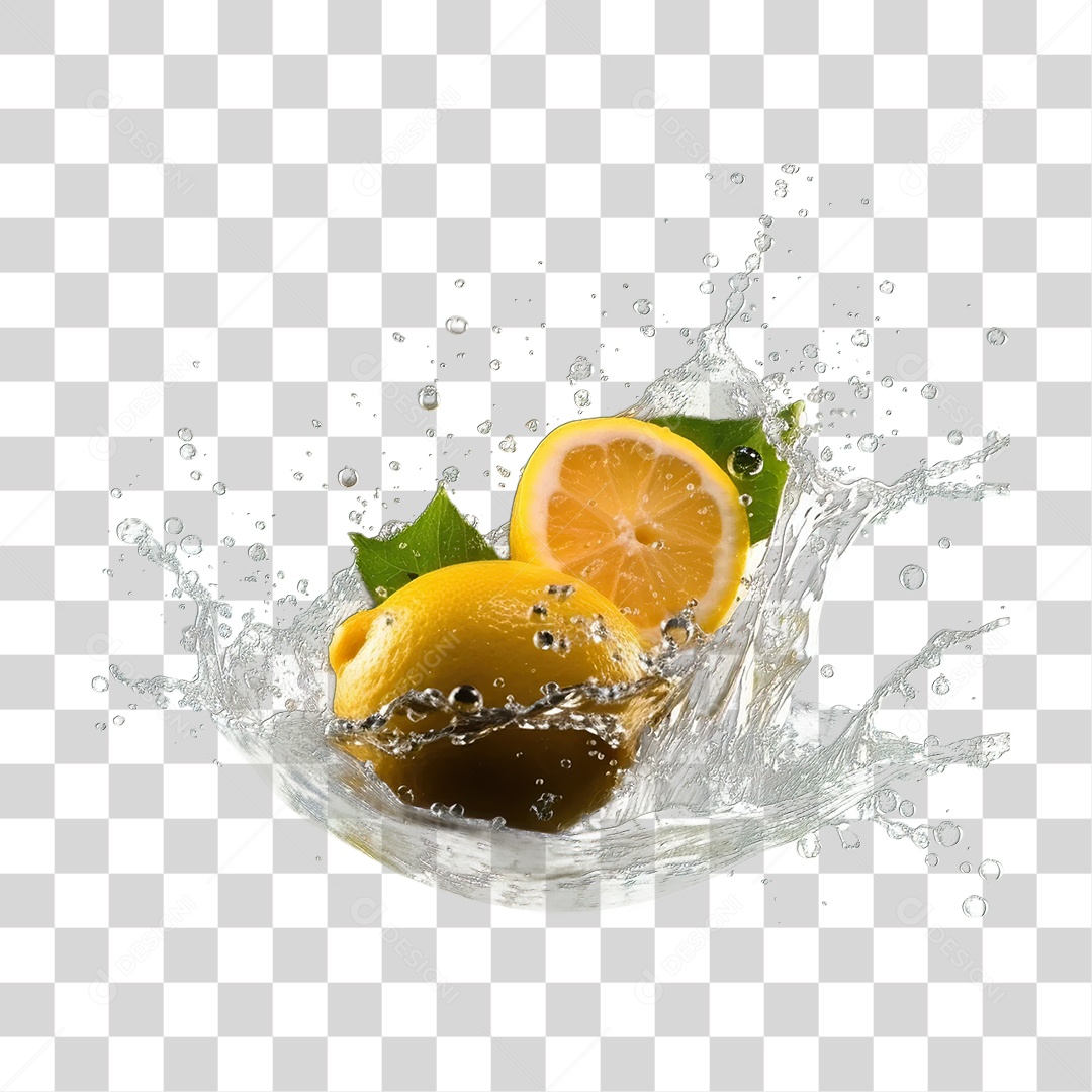 Laranja em Splash de Água PNG Transparente