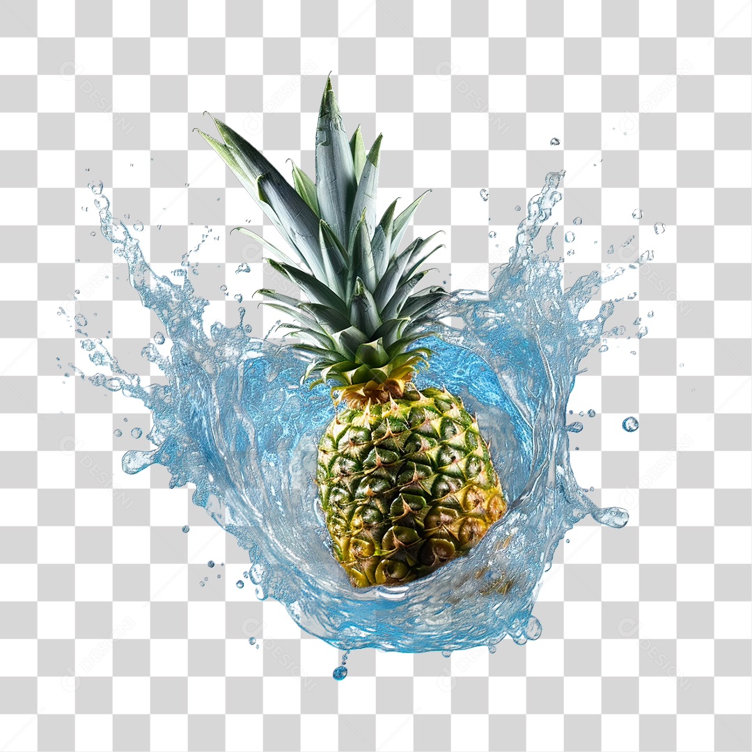 Abacaxi em Splash de Água PNG Transparente