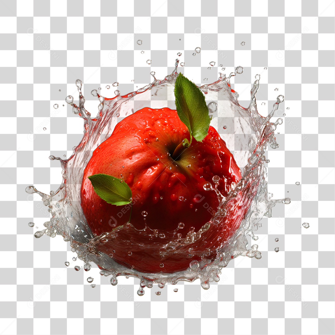 Maçã em Splash de Água PNG Transparente