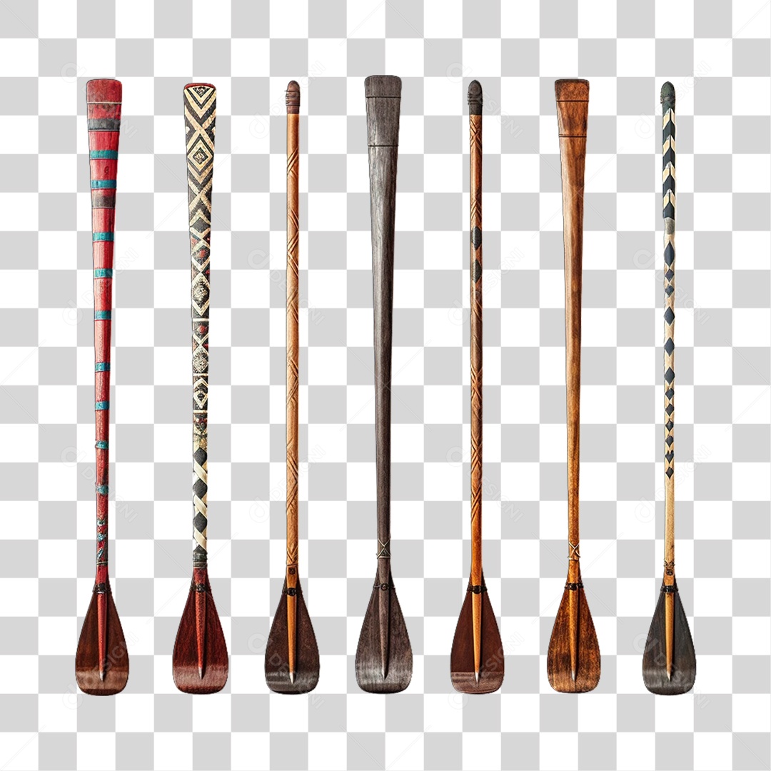 Remos de Madeira Coloridos PNG Transparente