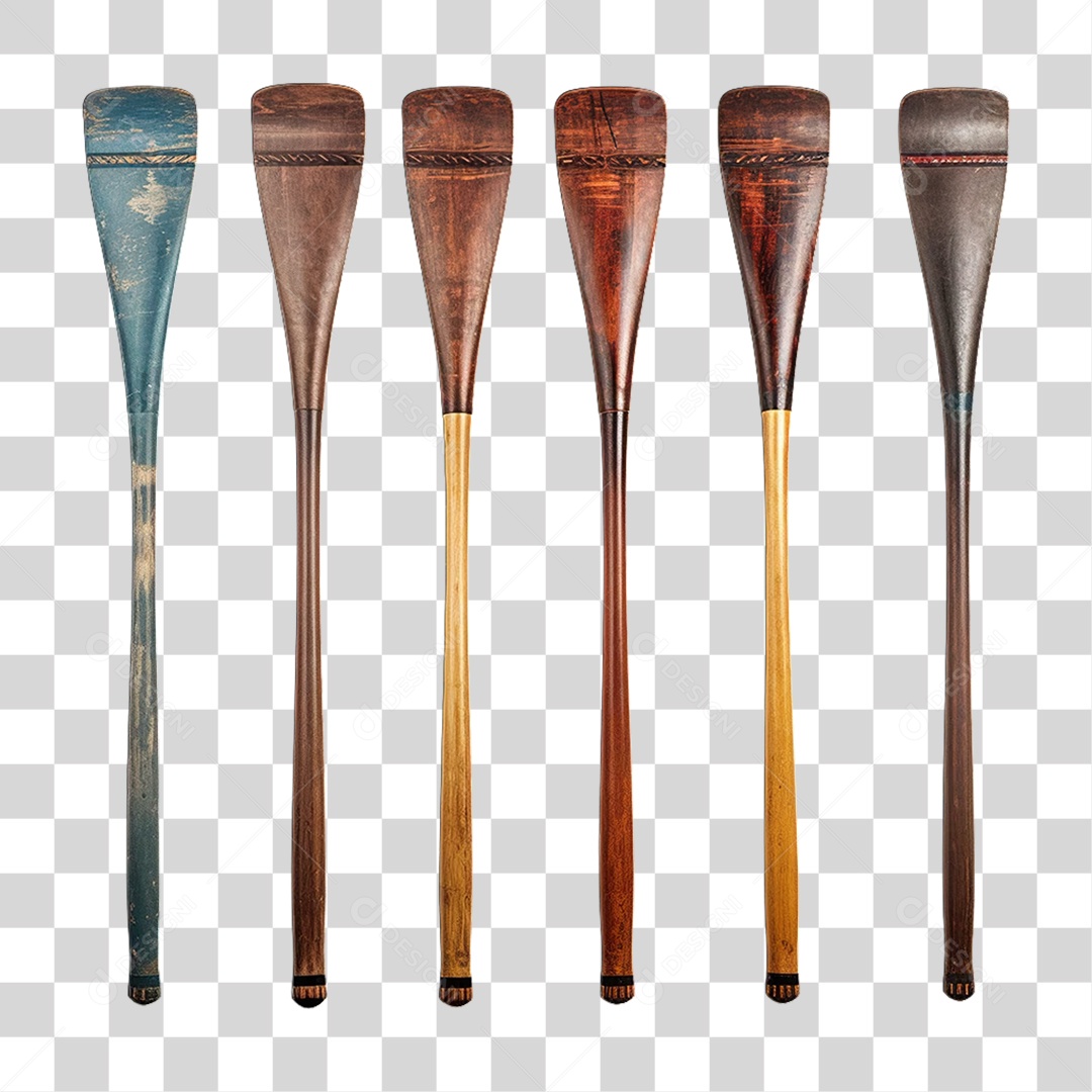 Remos de Madeira Coloridos PNG Transparente