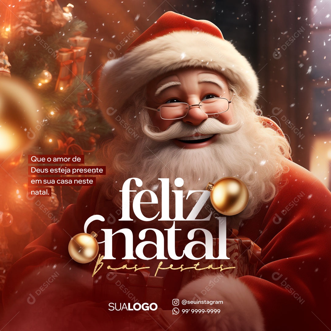 Social Media Amor De Deus Feliz Natal Boas Festas PSD Editável