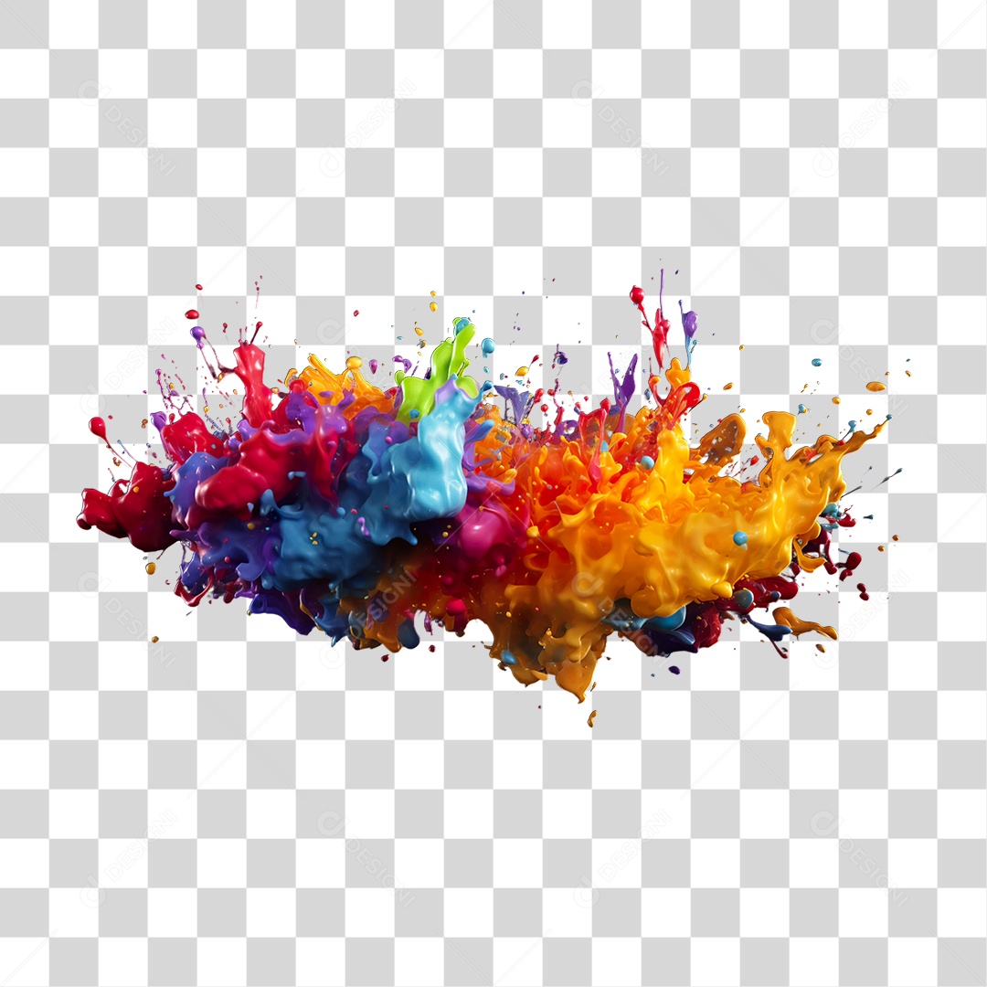 Splash de Tintas Coloridas PNG Transparente