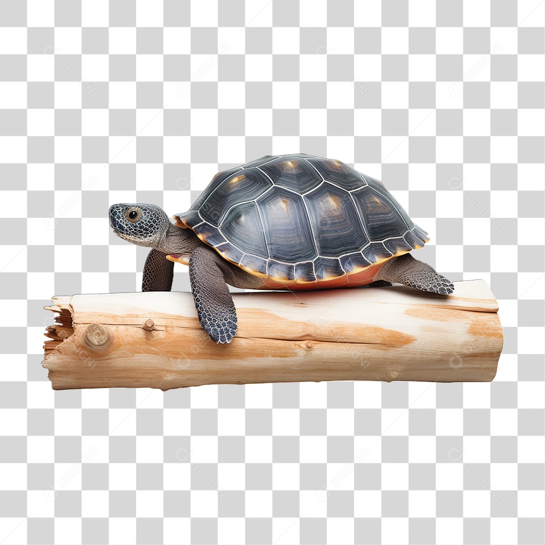 Animal Silvestre Jabuti em Tronco PNG Transparente