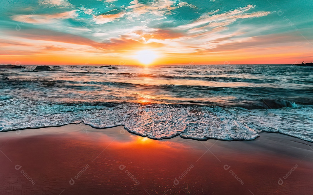 Paisagem céu nuvens nuvem brancas azul pôr do sol IA inteligência artificial Fotos Imagens JPG