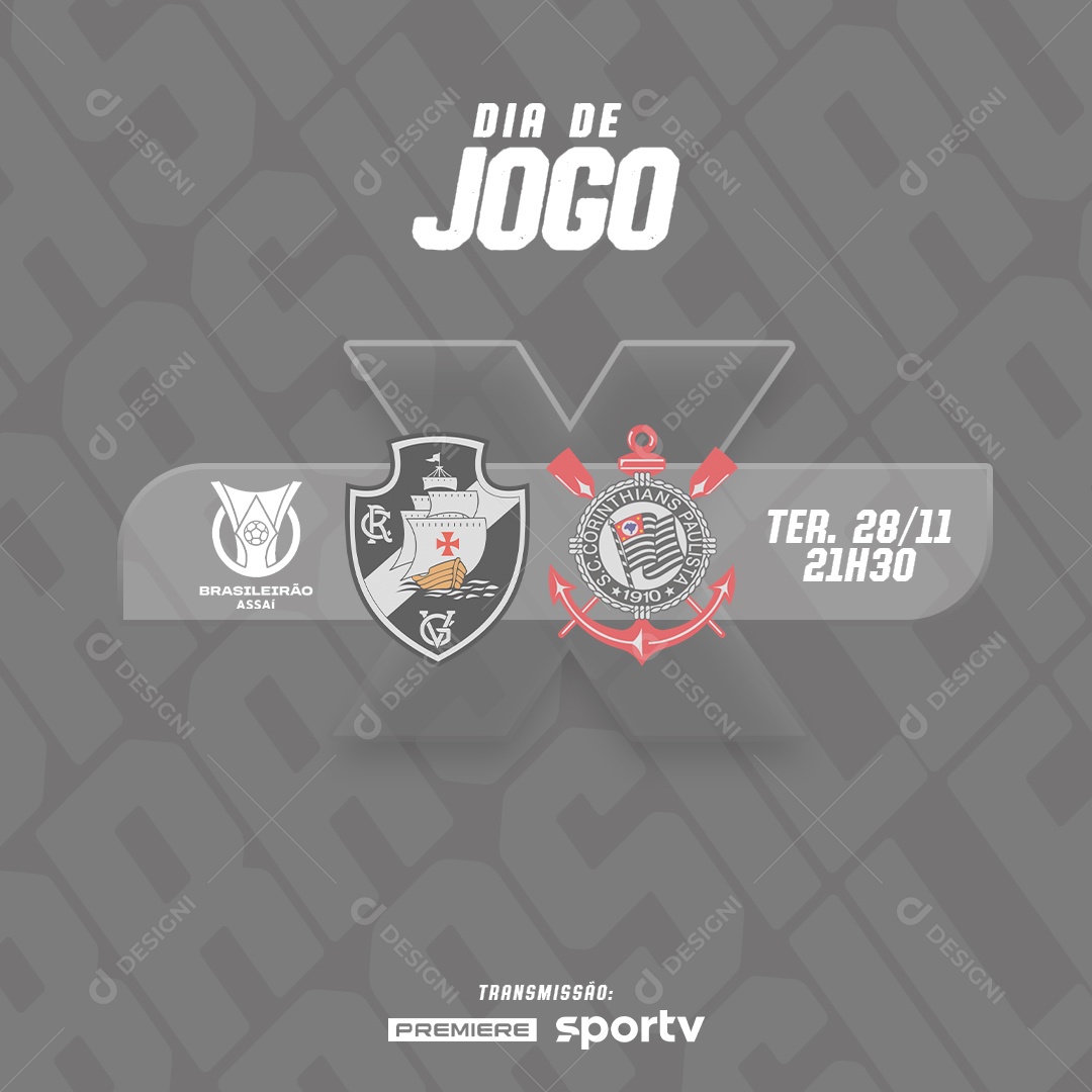 Social Media Dia De Jogo Brasileirão Vasco X Corinthians PSD Editável