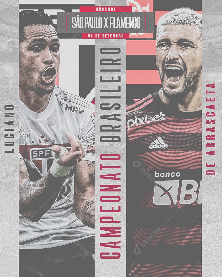 Social Media Flyer São Paulo X Flamengo Campeonato Brasileiro PSD Editável