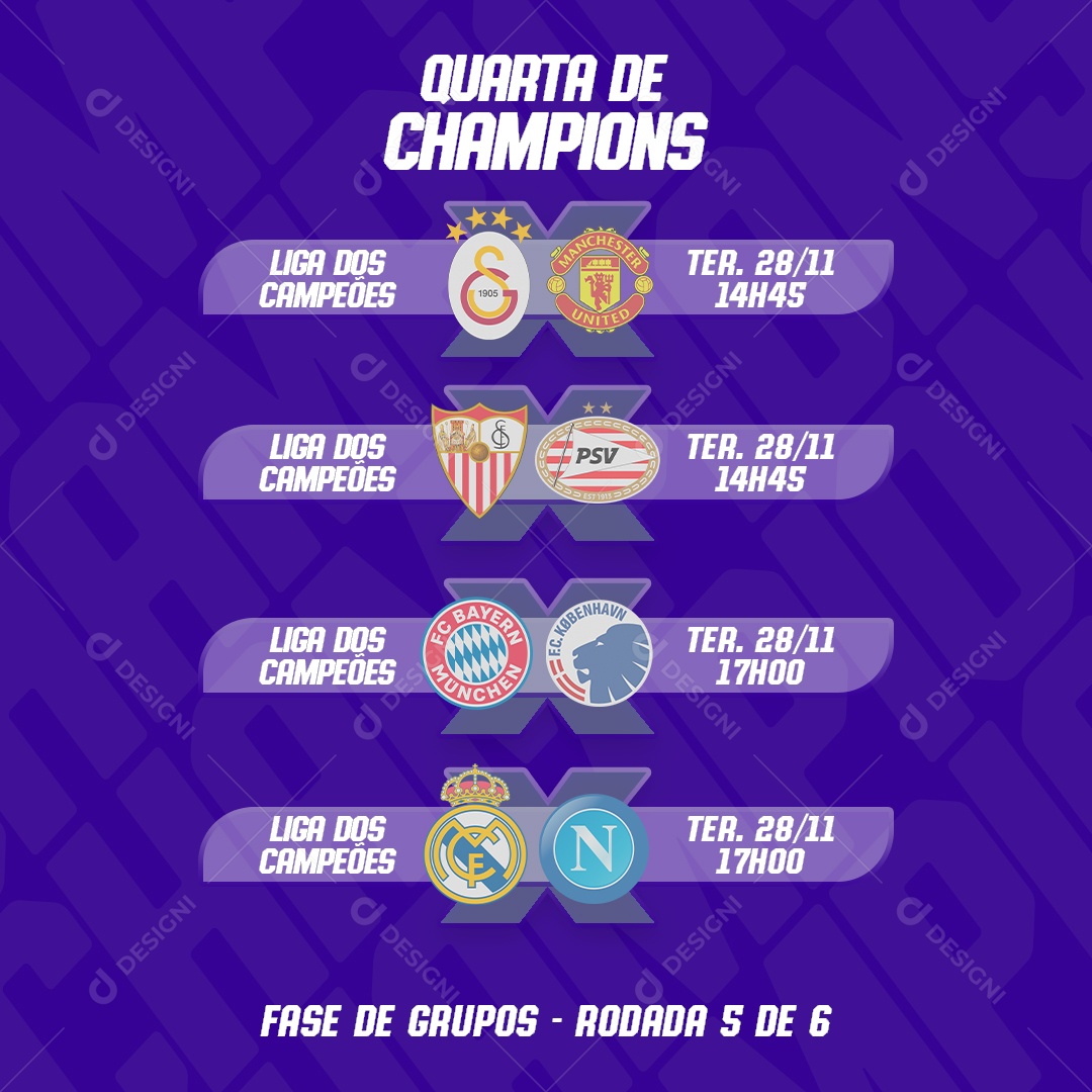 Flyer Futebol Fase De Grupos Quarta De Champions PSD Editável